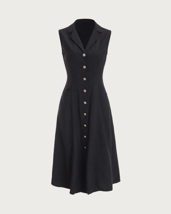 The Black V-Neck Tunic Midi Dress - Image 5