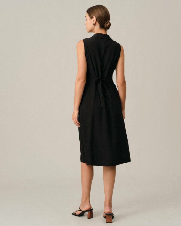 The Black V-Neck Tunic Midi Dress - Image 4