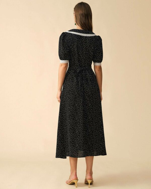 The Polka Dot Lace Trim Midi Dress - Image 5