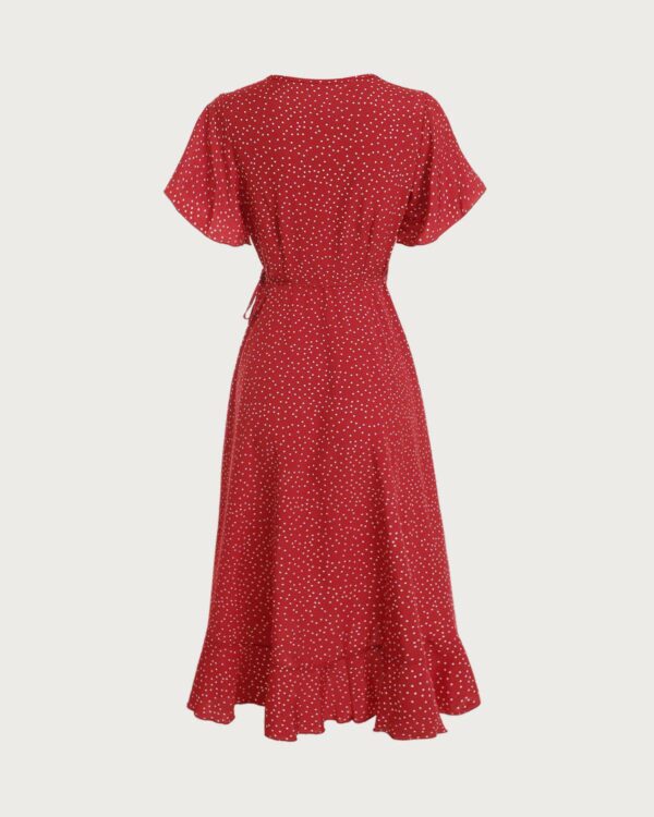 The Polka Dot Ruffle Wrap Dress - Image 5