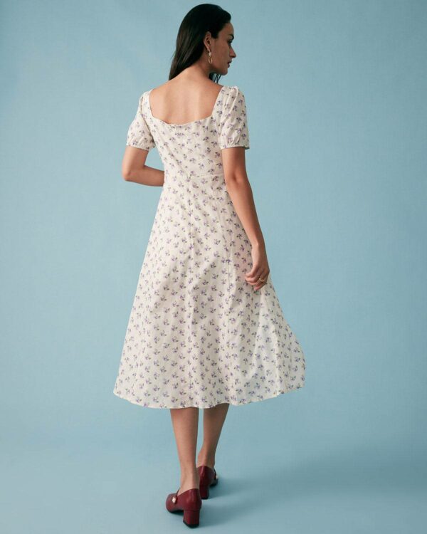 The Short Sleeve Floral Ruched Midi Dress - Image 5