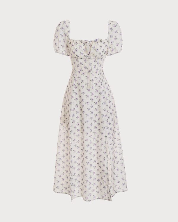 The Short Sleeve Floral Ruched Midi Dress - Image 6