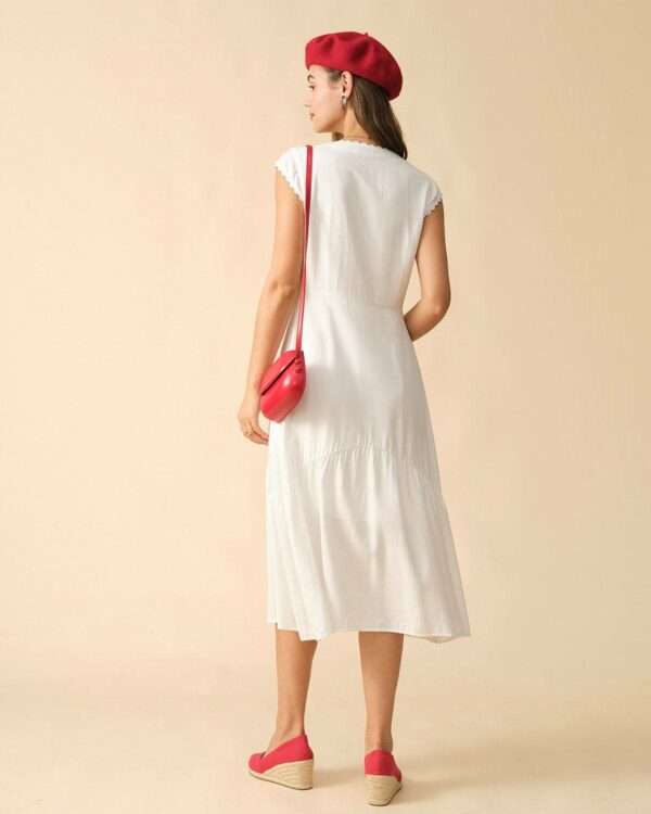 The Solid Color Lapel Midi Dress - Image 5