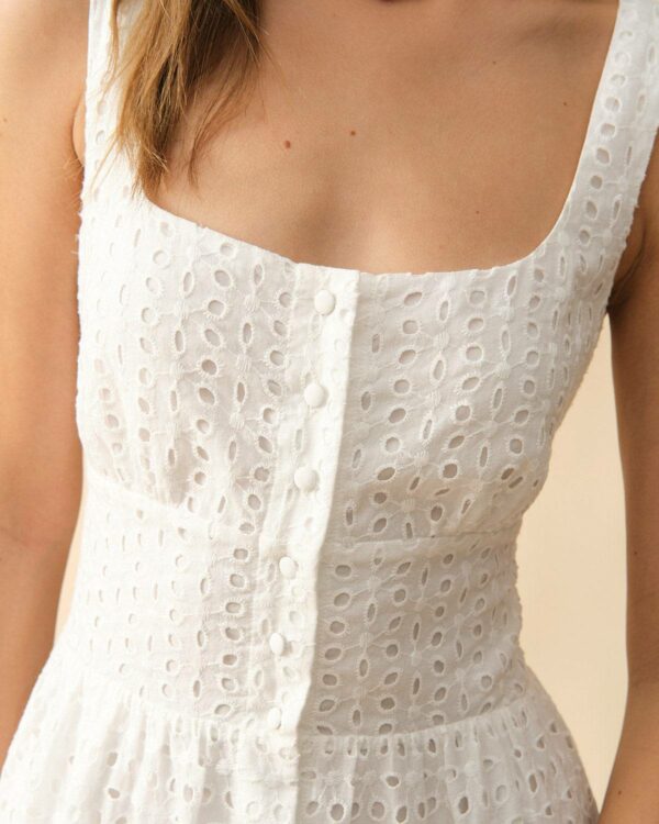 The Square Neck Tiered Hem Midi Dress - Image 2