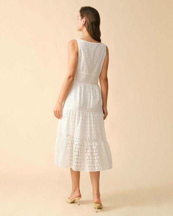 The Square Neck Tiered Hem Midi Dress - Image 5
