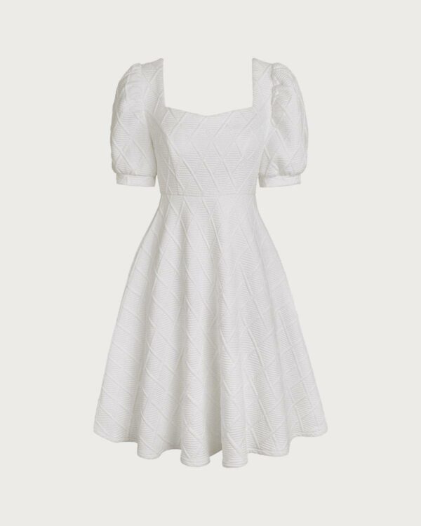 The Solid Textured Puff Sleeve Mini Dress - Image 6