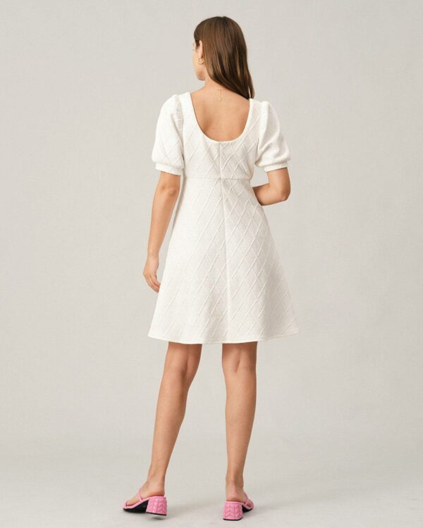 The Solid Textured Puff Sleeve Mini Dress - Image 5