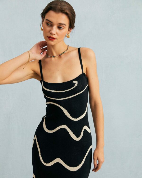 The Black Wave Mermaid Hem Knit Midi Dress - Image 3