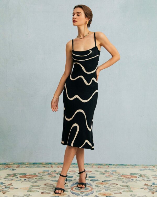 The Black Wave Mermaid Hem Knit Midi Dress - Image 6