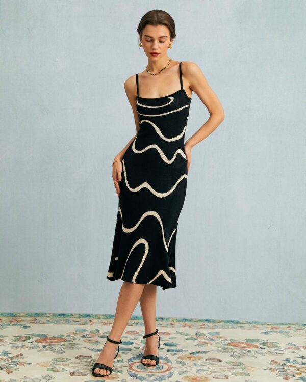 The Black Wave Mermaid Hem Knit Midi Dress - Image 2