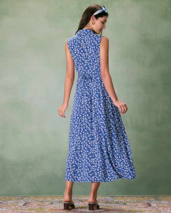 The Blue Collared Button-up Floral Maxi Dress - Image 3