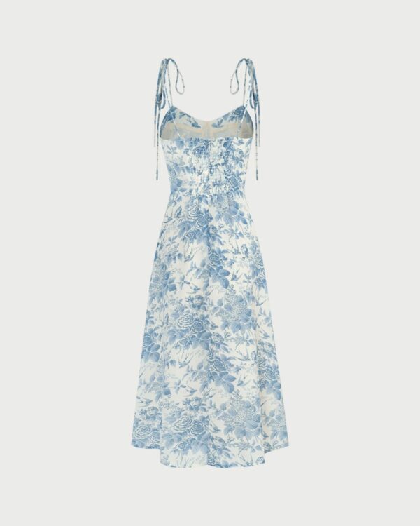 The Blue Neck Shirred Midi Dress - Image 2