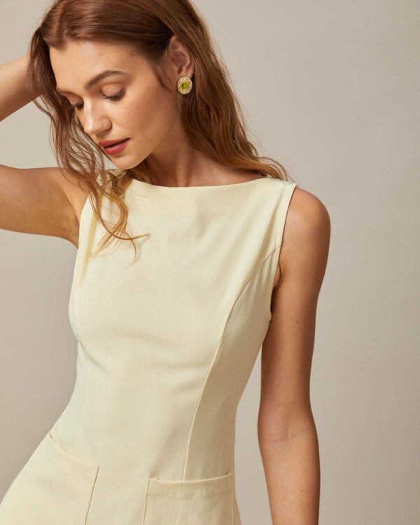 The Yellow Boat Neck Cutout Mini Dress - Image 3