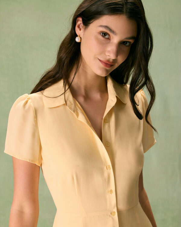 The Yellow Button Down Shirt Mini Dress - Image 2