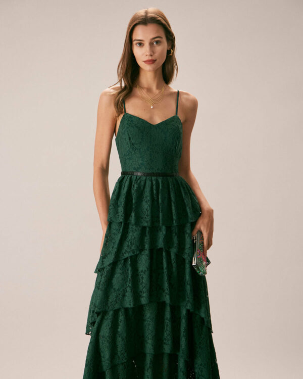 The Green Neck Lace Maxi Dress - Image 4