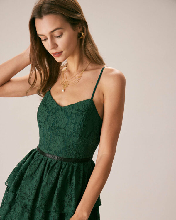 The Green Neck Lace Maxi Dress - Image 5