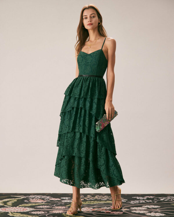 The Green Neck Lace Maxi Dress