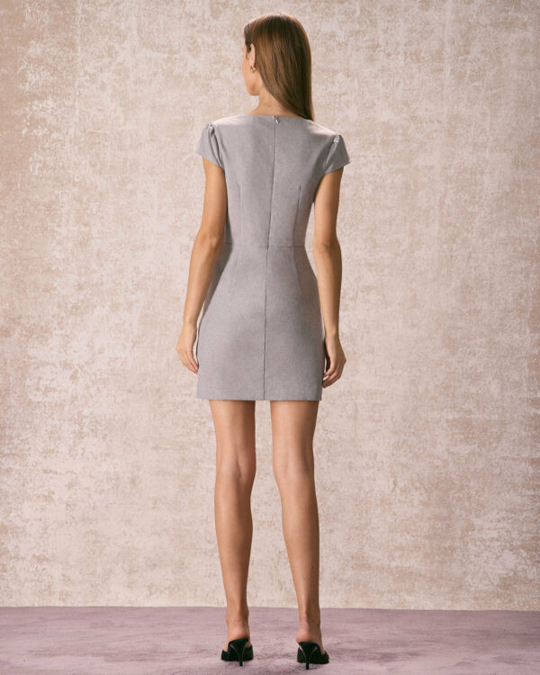 The Grey Square Neck Cap Sleeve Mini Dress - Image 6