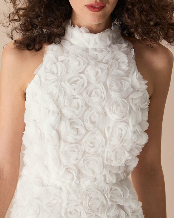 The White Mock Neck Tie-Back Mini Dress - Image 2