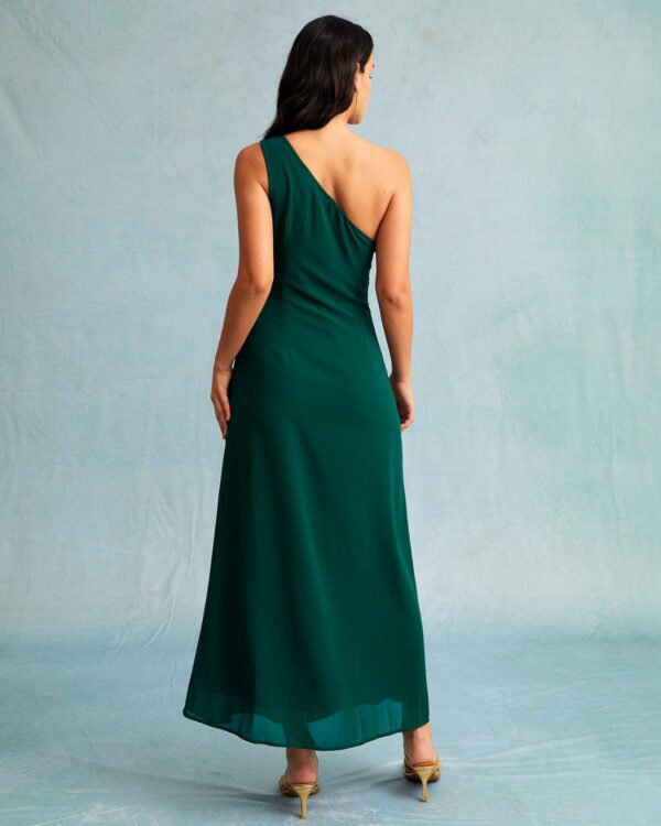 The Green One Shoulder Sleeveless Maxi Dress - Image 5