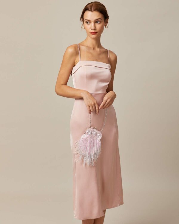 The Pink Satin Cami Midi Dress - Image 4