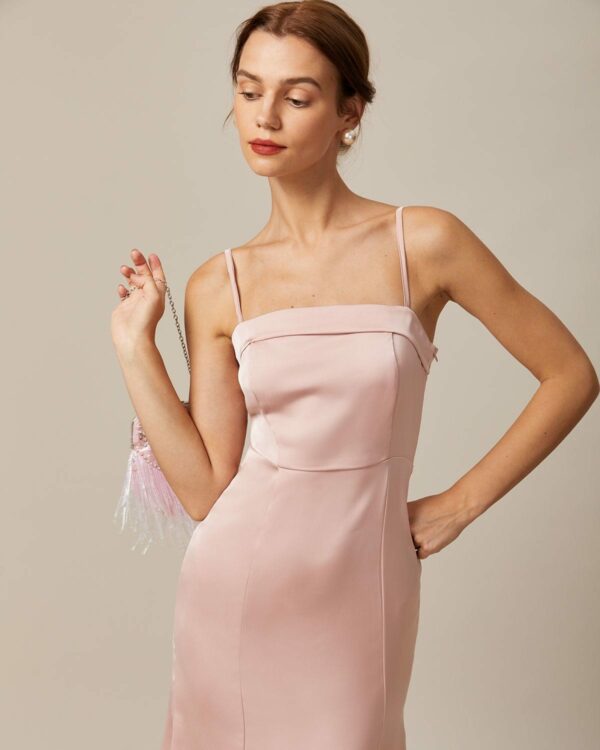 The Pink Satin Cami Midi Dress - Image 3