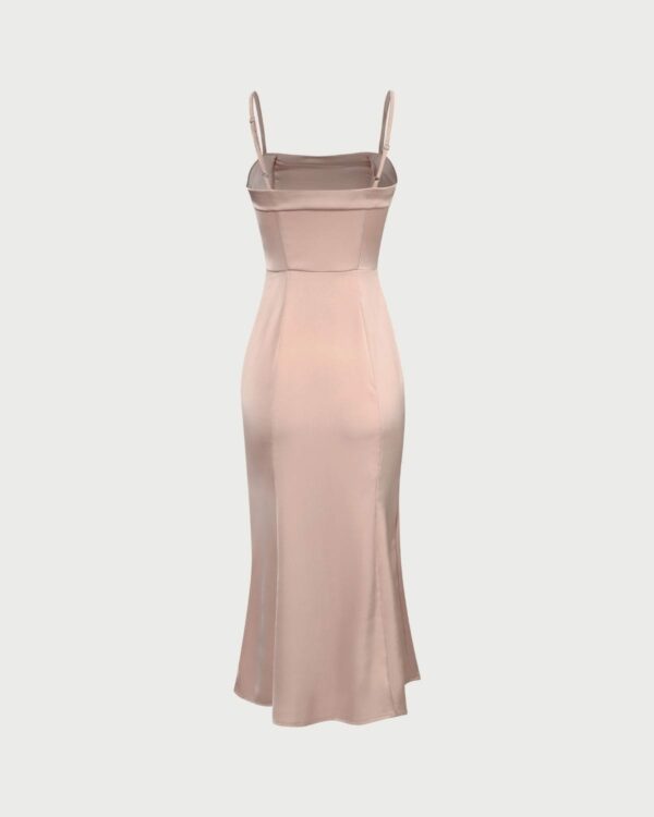 The Pink Satin Cami Midi Dress - Image 7