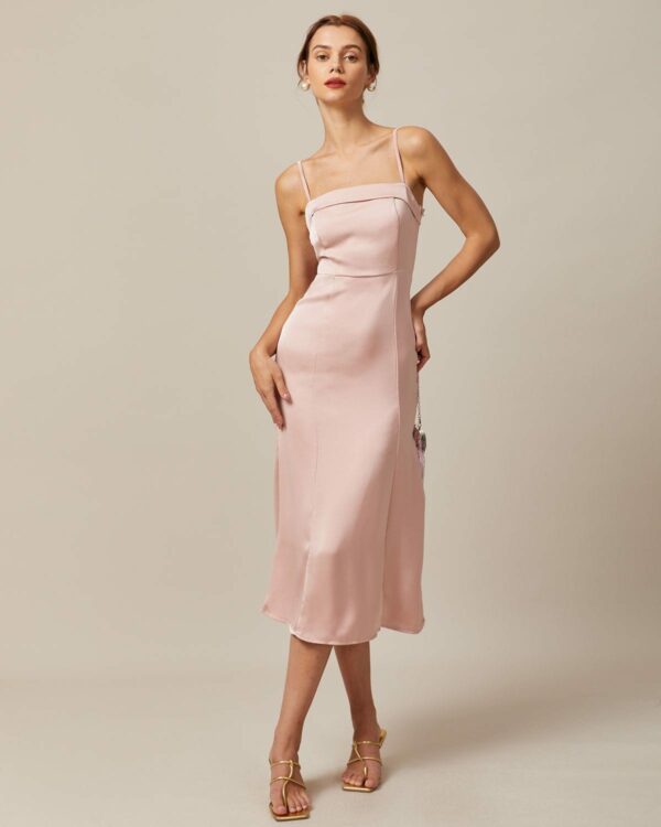 The Pink Satin Cami Midi Dress - Image 2