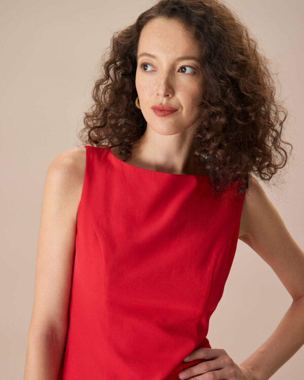 The Red Boat Neck Sleeveless Mini Dress - Image 2