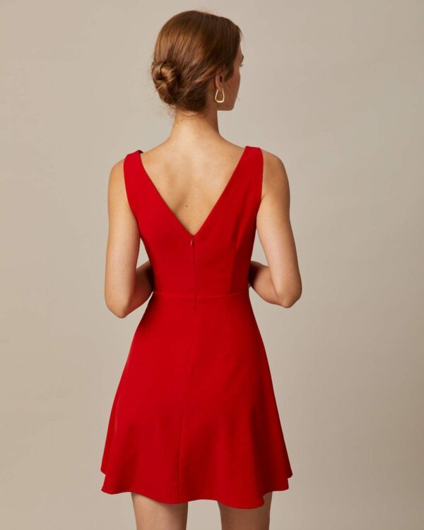 The Red Boat Neck High Waisted Mini Dress - Image 5