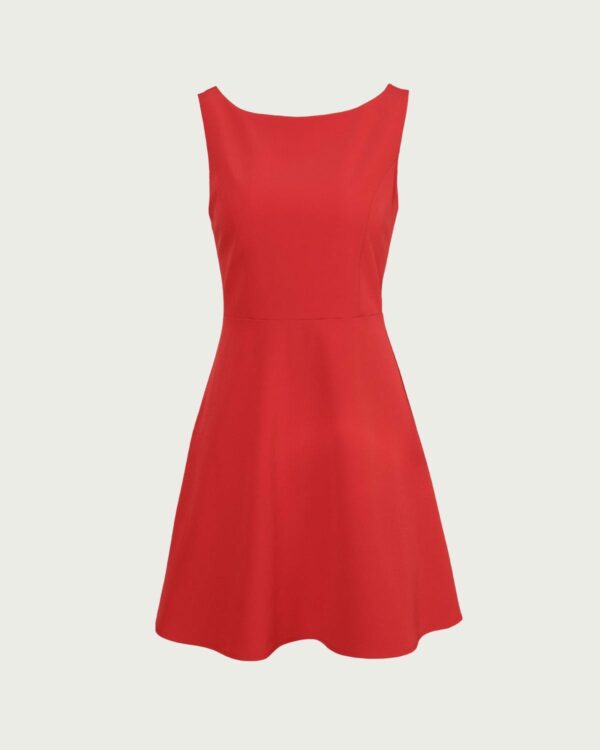 The Red Boat Neck High Waisted Mini Dress - Image 6