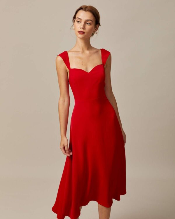 The Red Neck Cap Sleeve Midi Dress - Image 4