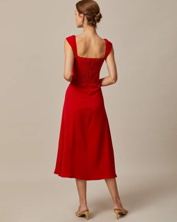 The Red Neck Cap Sleeve Midi Dress - Image 6