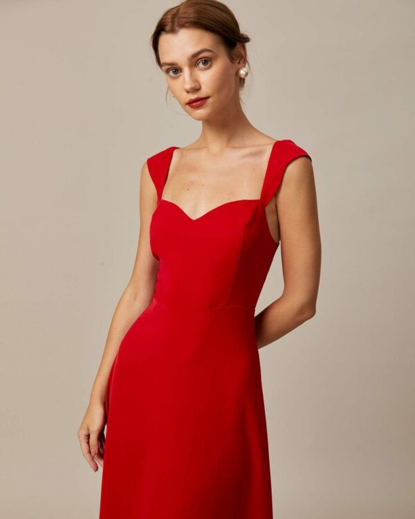 The Red Neck Cap Sleeve Midi Dress - Image 5