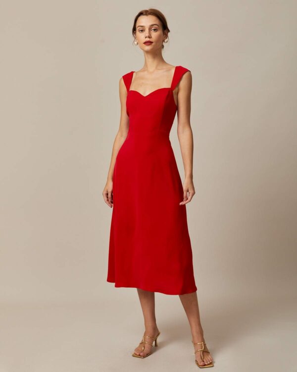 The Red Neck Cap Sleeve Midi Dress
