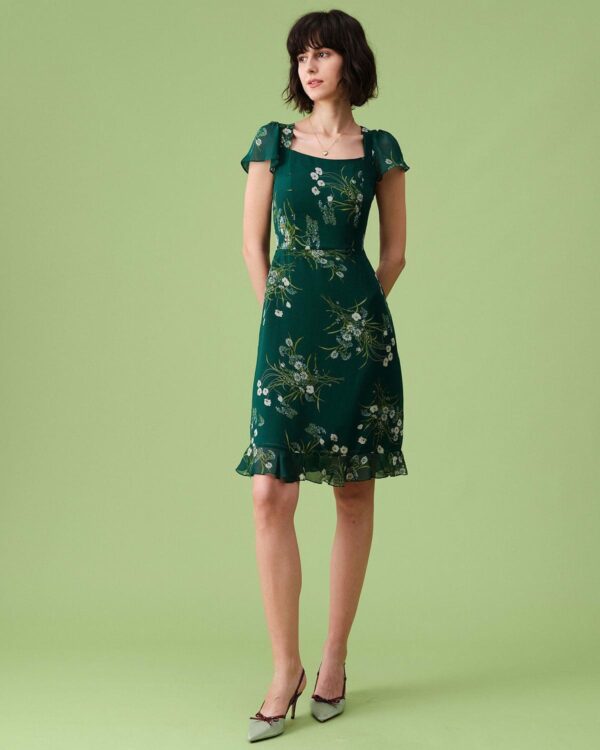 The Square Neck Backless Floral Midi Dress - Image 4
