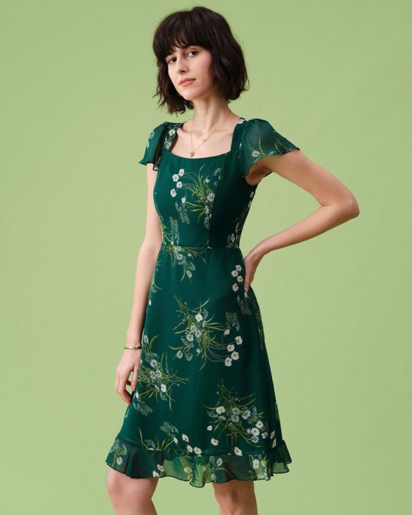 The Square Neck Backless Floral Midi Dress - Image 3
