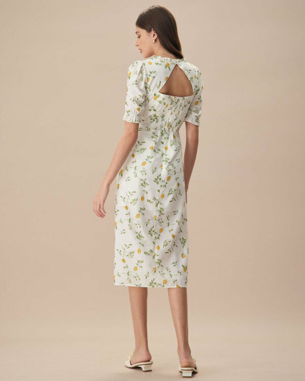The White Square Neck Frill Trim Floral Midi Dress - Image 4