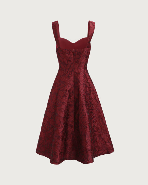 The Red Neck Jacquard Midi Dress - Image 7