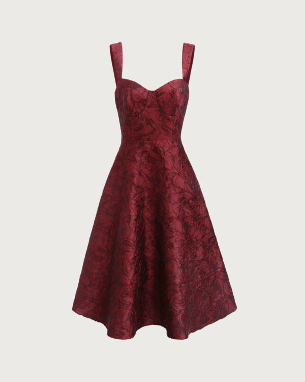The Red Neck Jacquard Midi Dress - Image 6