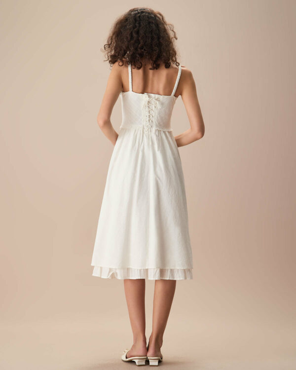 The White Ruched Slip Cotton Midi Dress - Image 3
