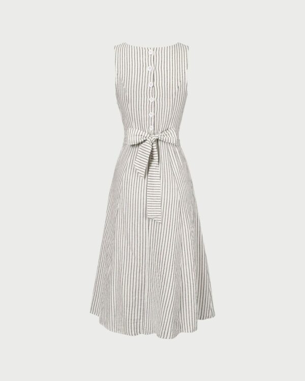 The White Square Neck Striped Midi Dress - Image 9