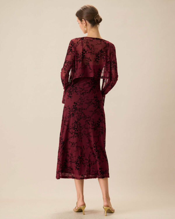 Red Floral Slip Midi Dress - Image 5