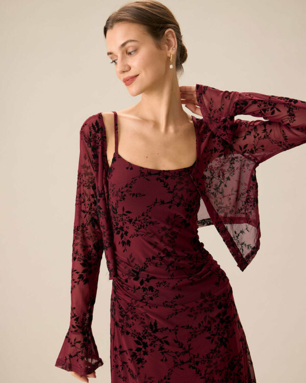 Red Floral Slip Midi Dress - Image 2