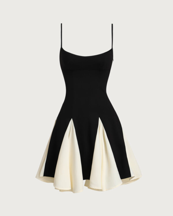 Black Contrast Slip Mini Dress - Image 6