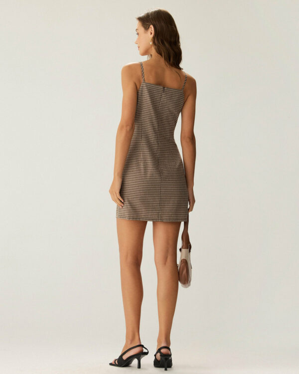 Brown Plaid Slip Mini Dress - Image 5