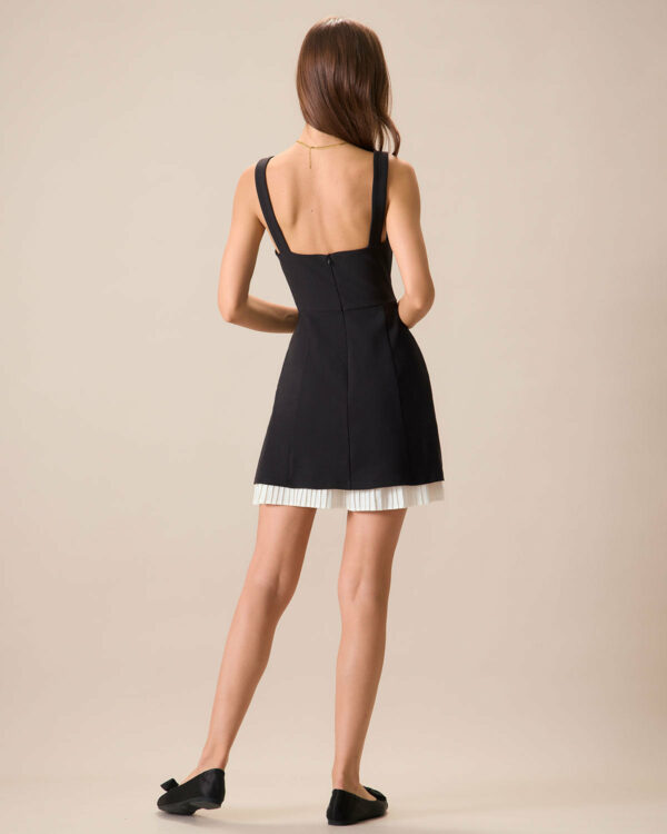 Black Contrasting Bowknot Slip Mini Dress - Image 4