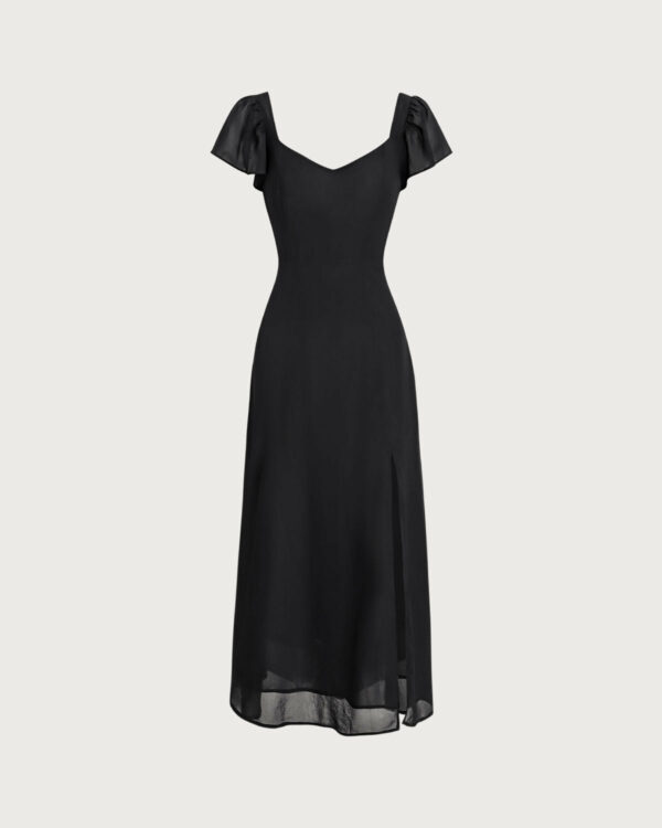 Black Neck Chiffon Maxi Dress - Image 6