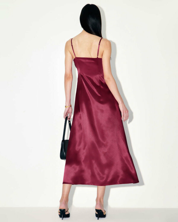 Red Satin Square Neck Slip Maxi Dress - Image 5