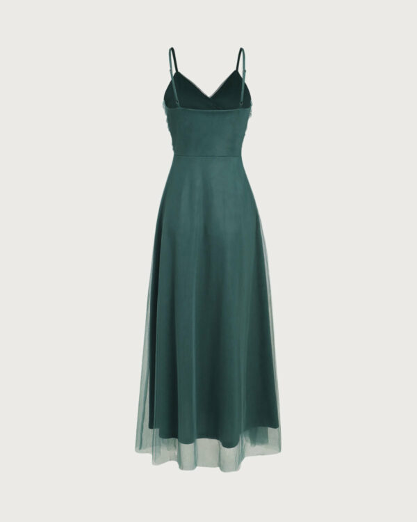 Green Mesh Wrap Slip Maxi Dress - Image 12